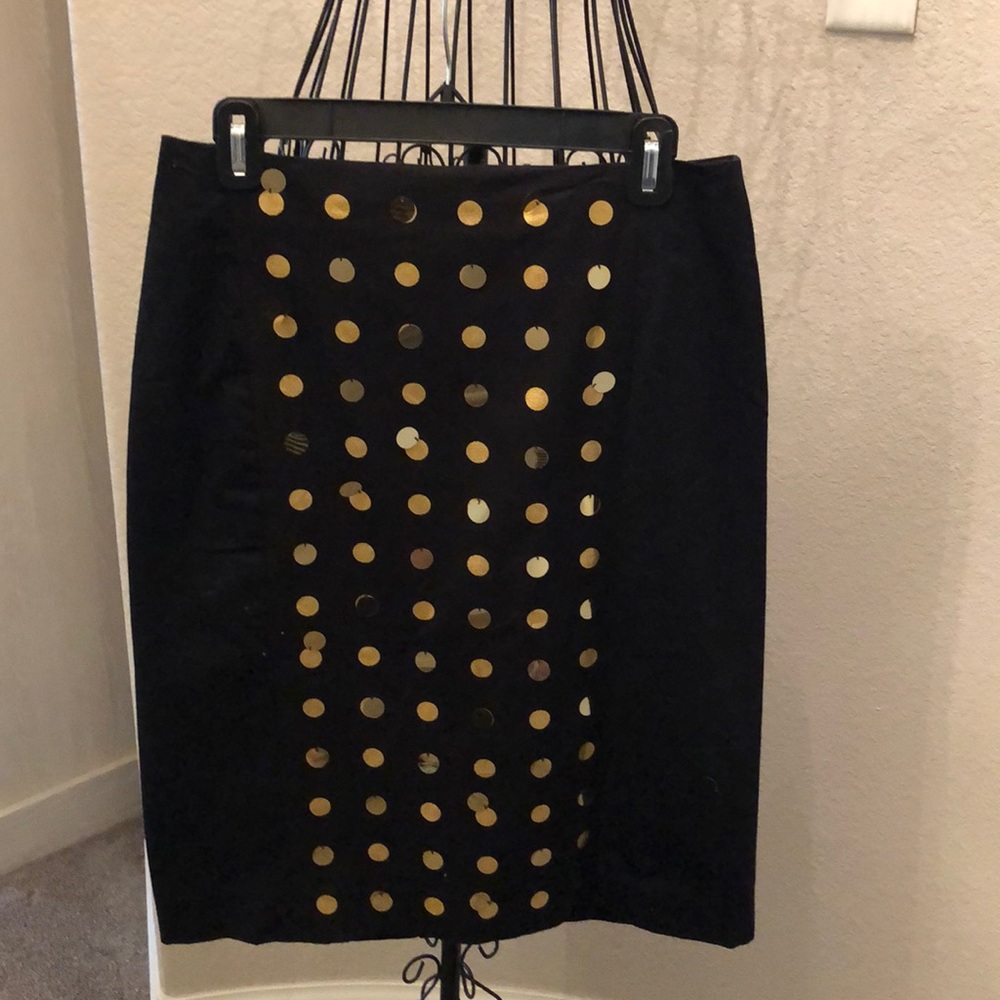 Kate Spade Saturday Gold Sequin Dot Pencil Skirt